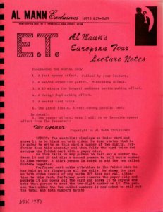 Lecture Notes Europe by Al Mann